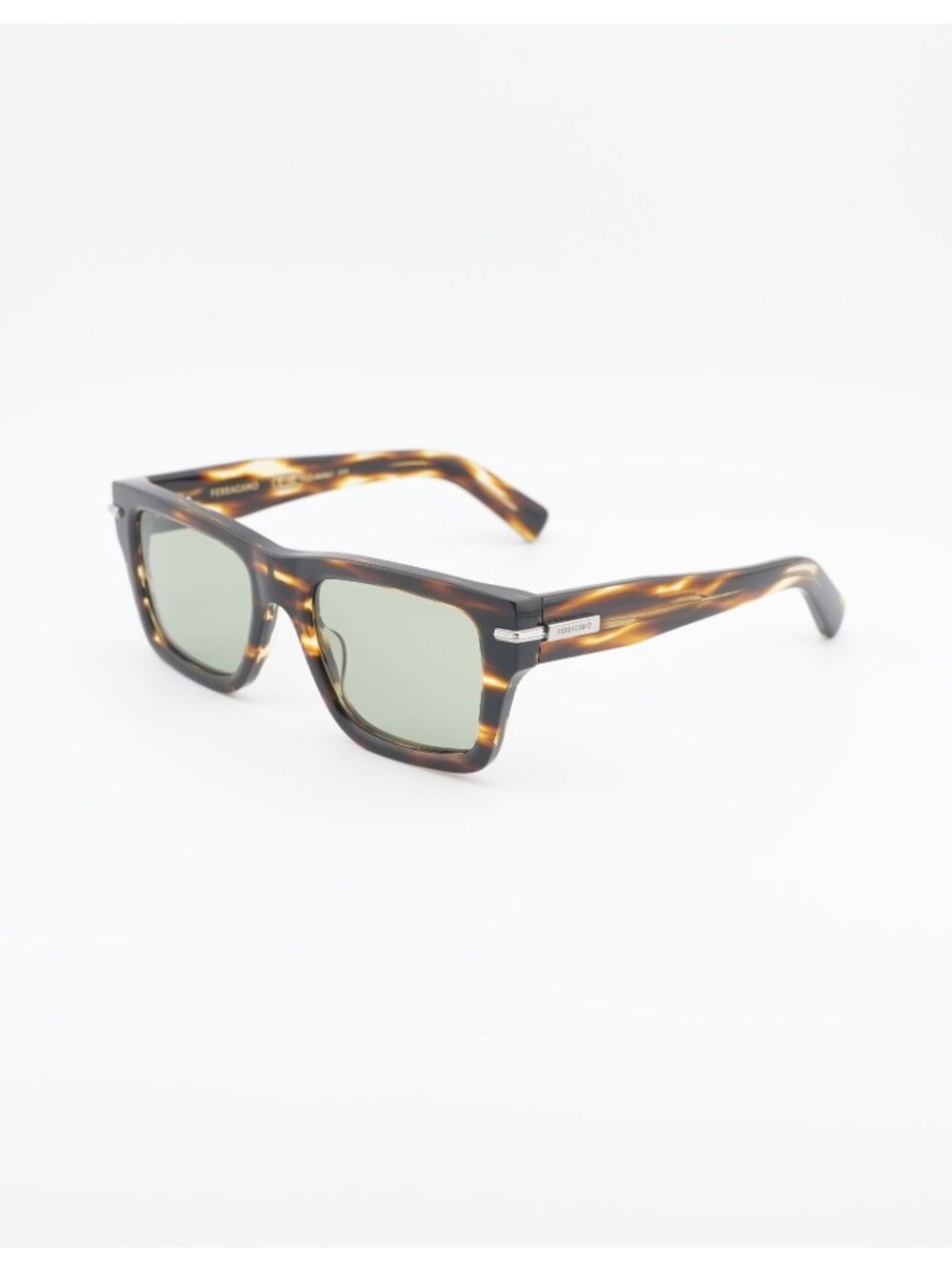 Salvatore Ferragamo SF2033S 216 Unisex Sunglasses Brown Square Frame, Green Lens